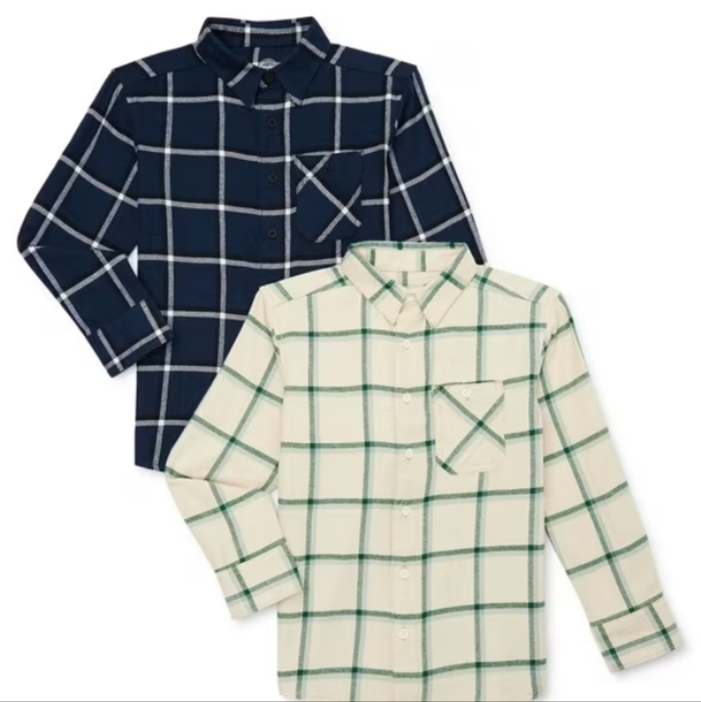 Wonder Nation Boys Long Sleeve Flannel Shirt